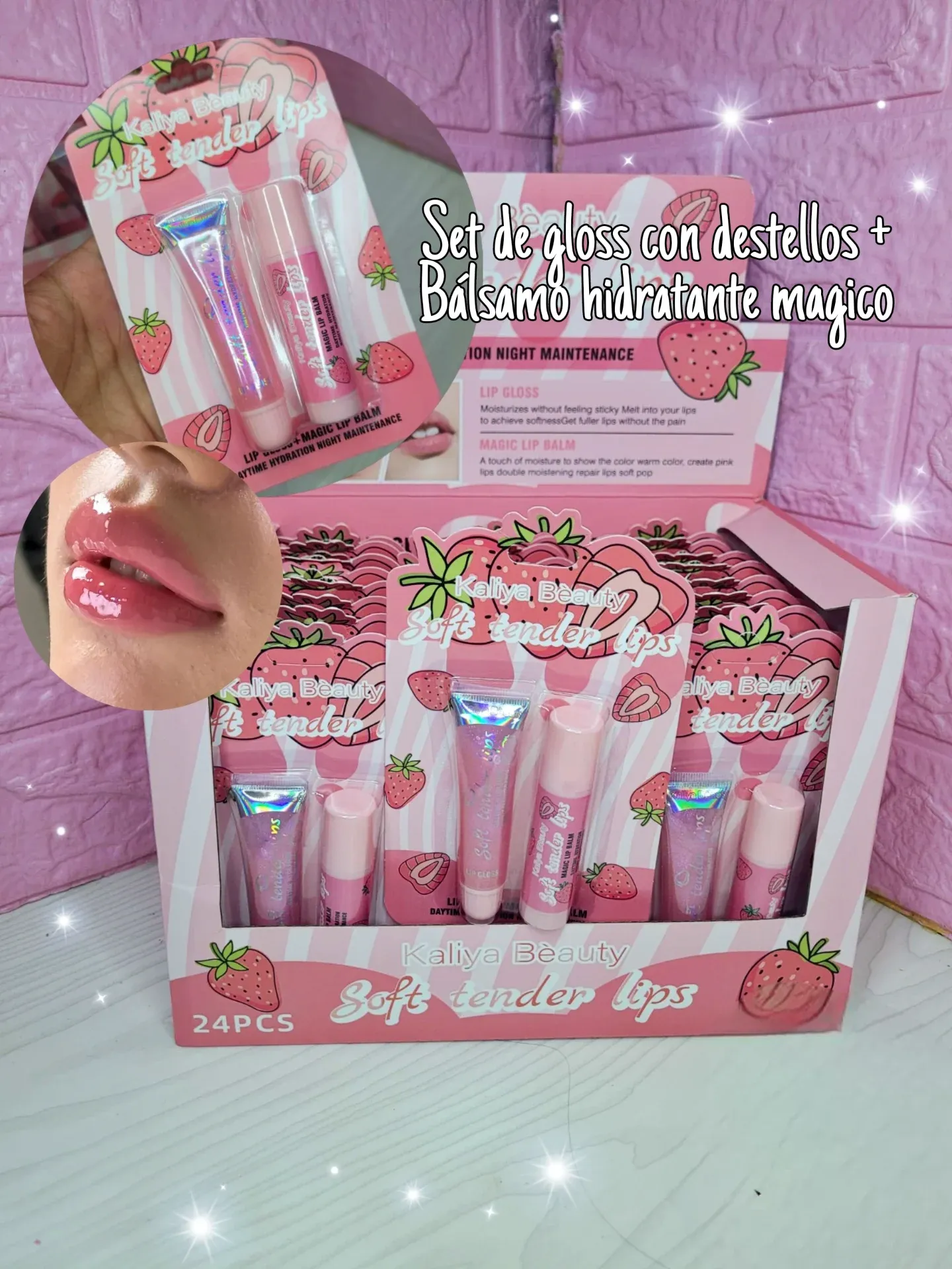 SET BALSAMO HIDRATANTE + GLOSS DE FRESA