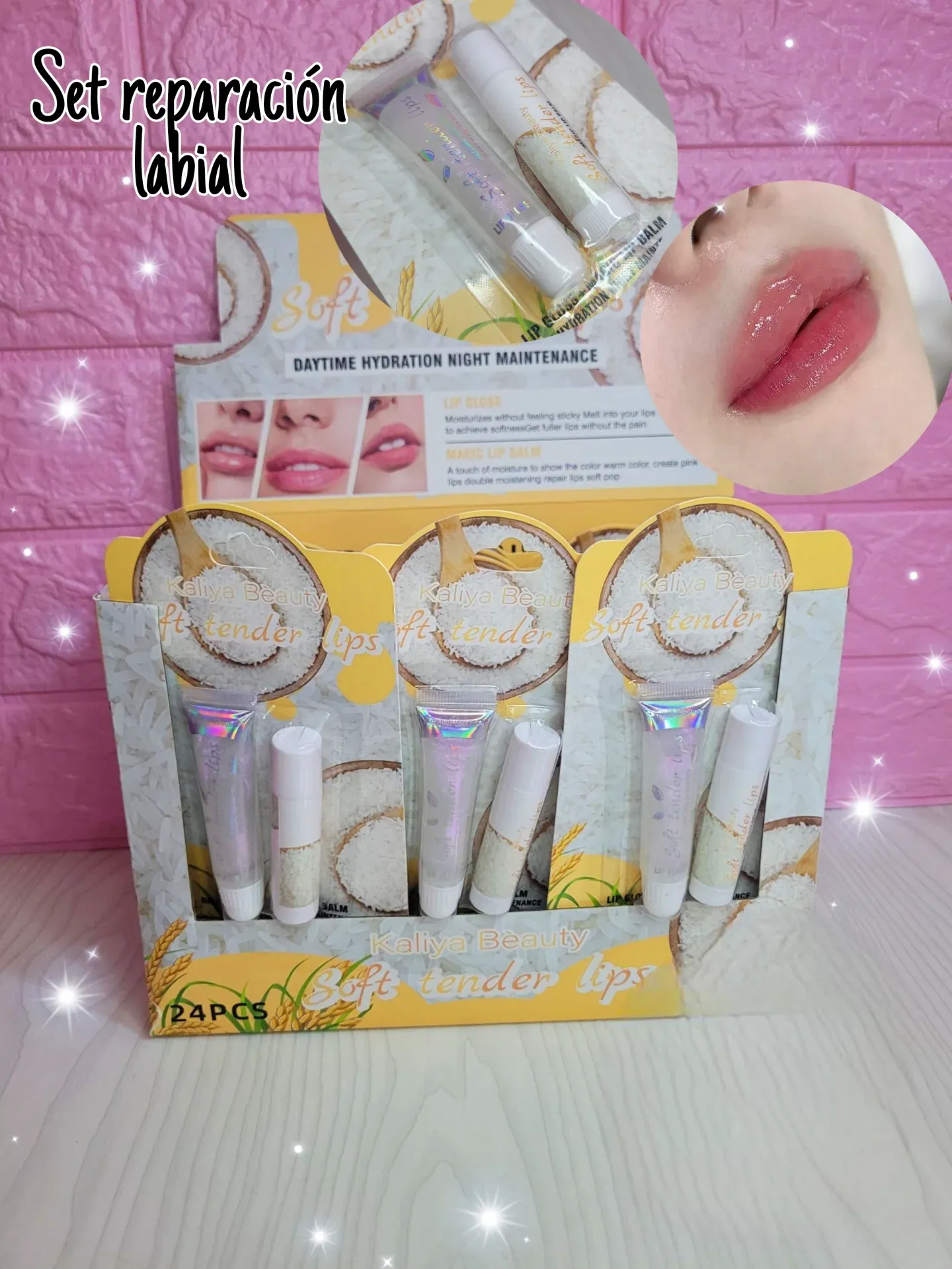 SET ACLARANTE PARA LABIOS CON BALSAMO Y GLOSS