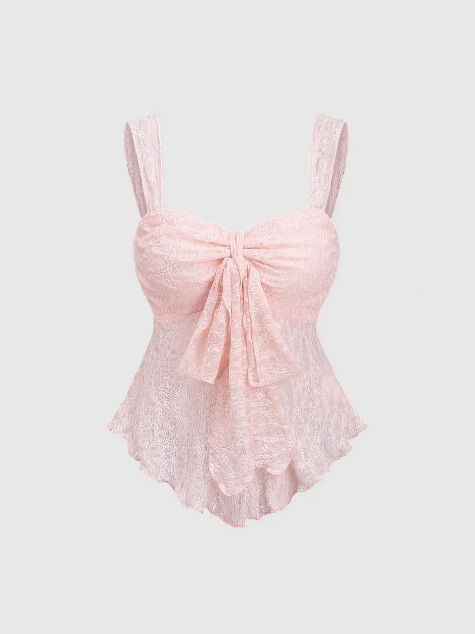 Top casual rosa de encaje