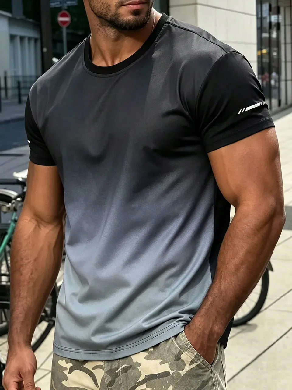 Camisa Casual multicolor, Negro/Gris