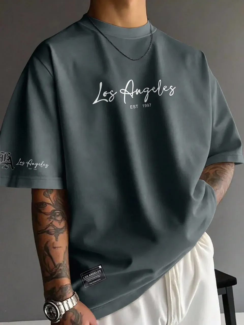 Camisa Casual Oversize Gris oscuro