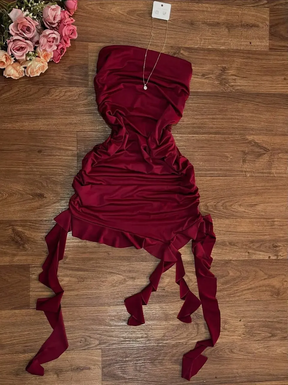 Vestido Vino de Fiesta con olanes