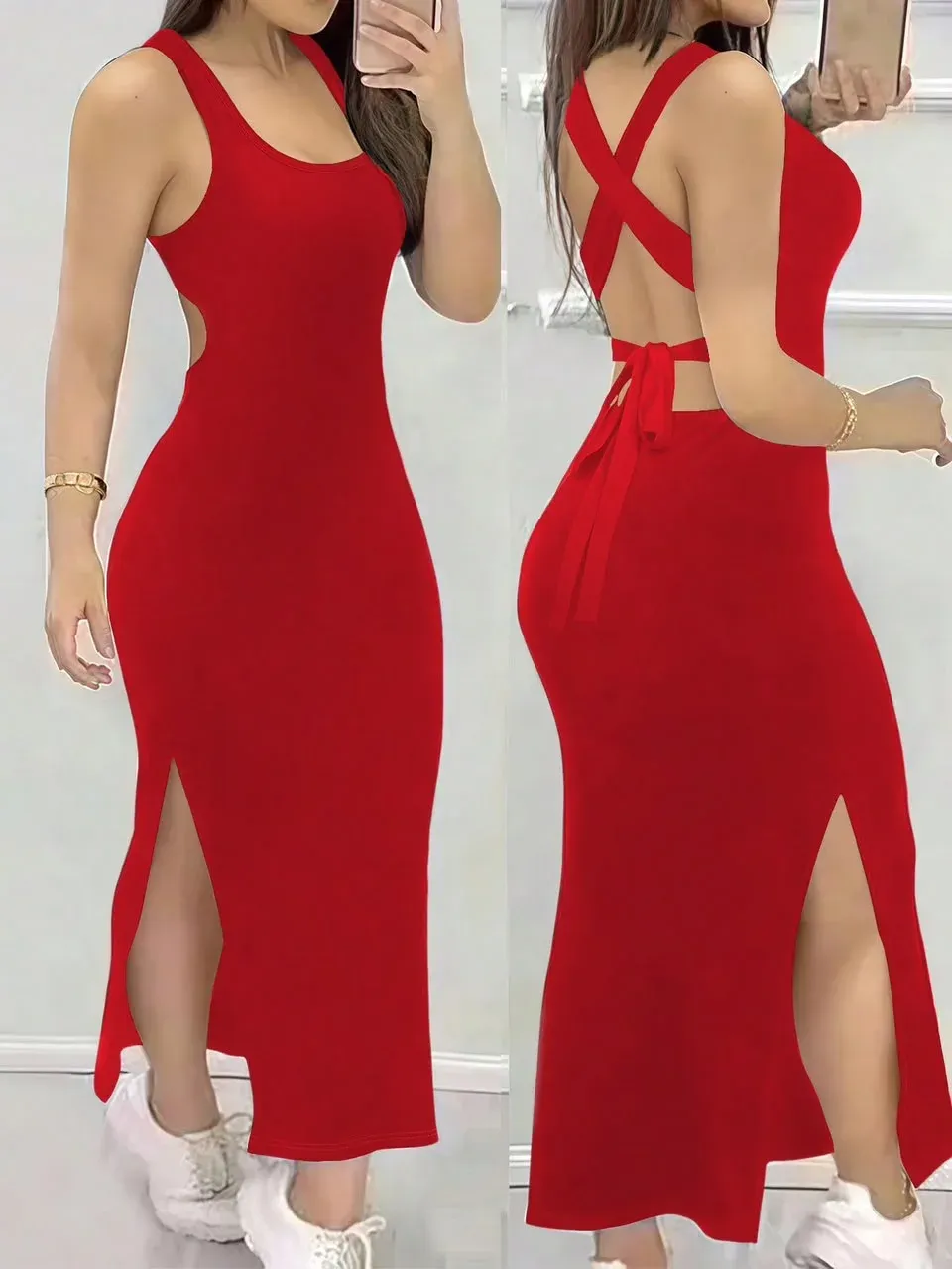 Vestido Rojo Largo Casual