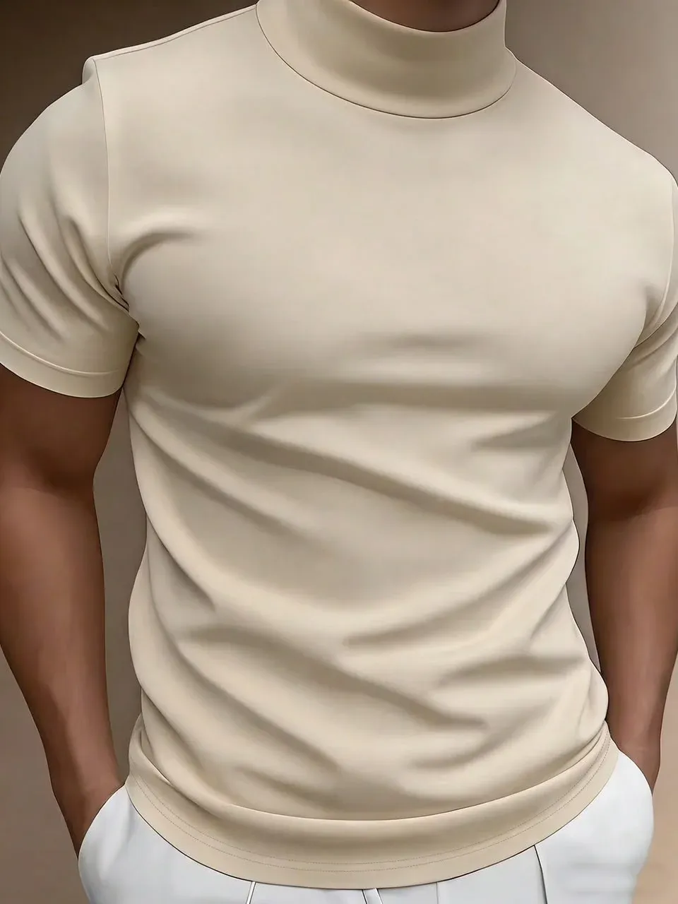 Camisa Cuello alto Beige
