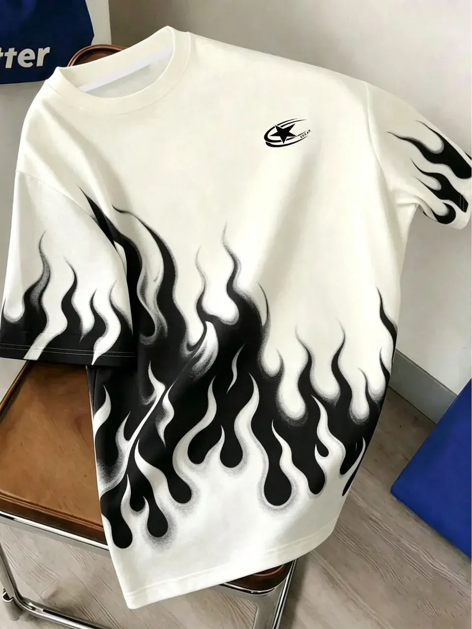Camisa Blanca estampado de fuego