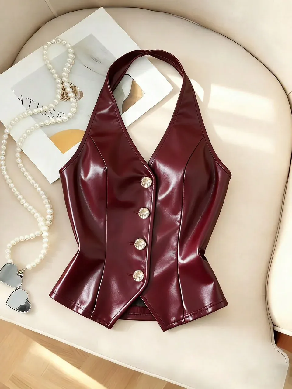 Top de Cuero Vinotinto