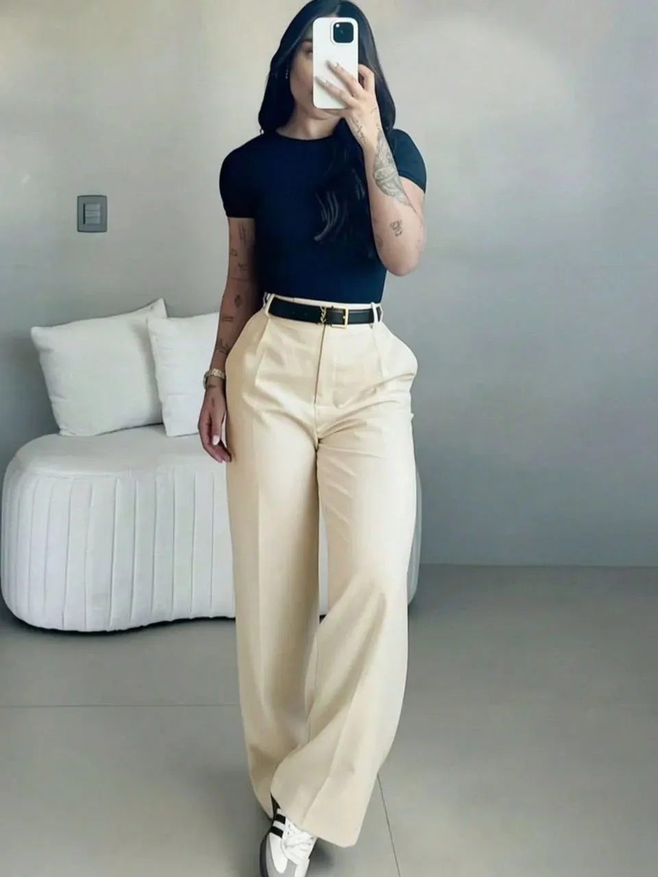 Conjunto de 2 piezas elegante Azul/Crema