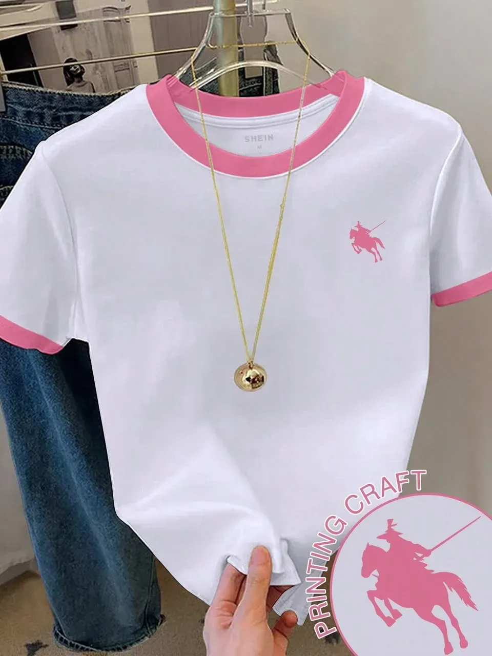 Camisa blanca/rosa