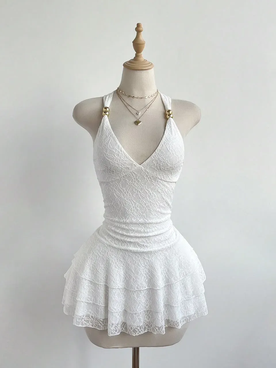 Vestido corto encaje blanco