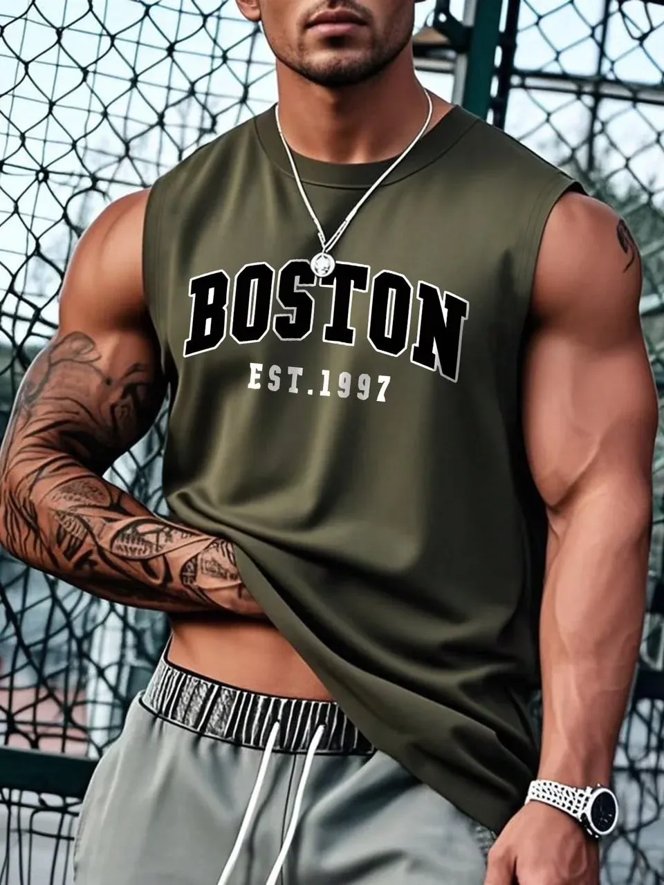 Camiseta deportiva verde sin mangas