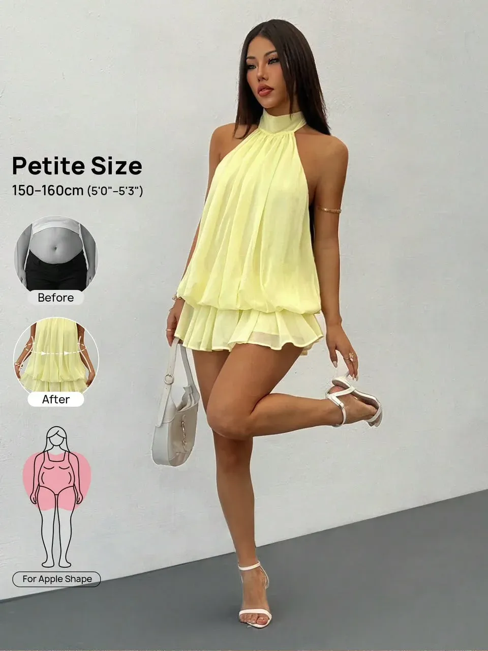 Vestido corto amarillo holgado