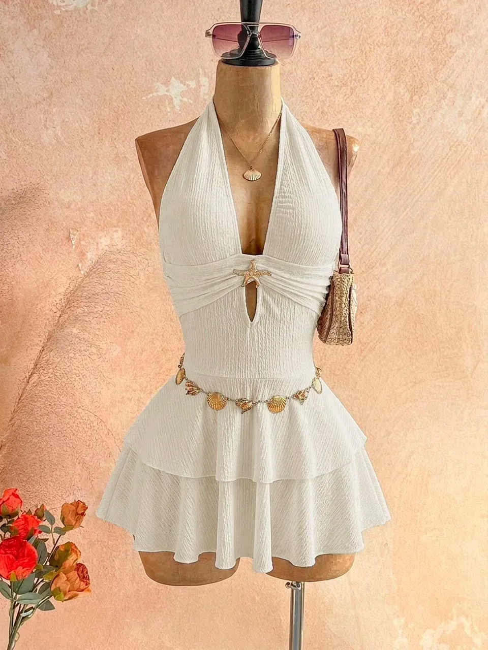 Vestido corto playero blanco