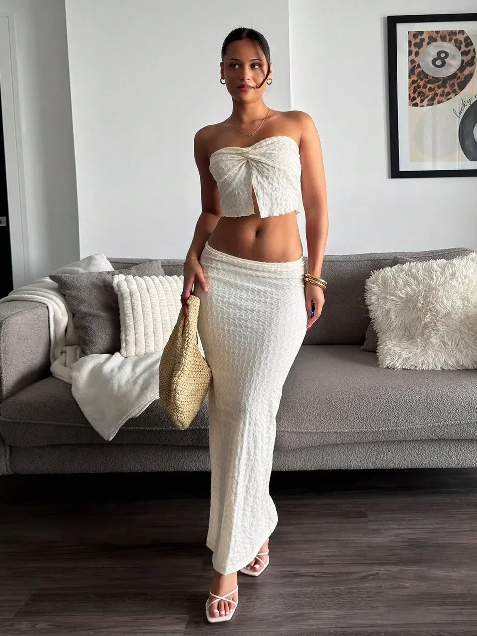 Conjunto tejido crema