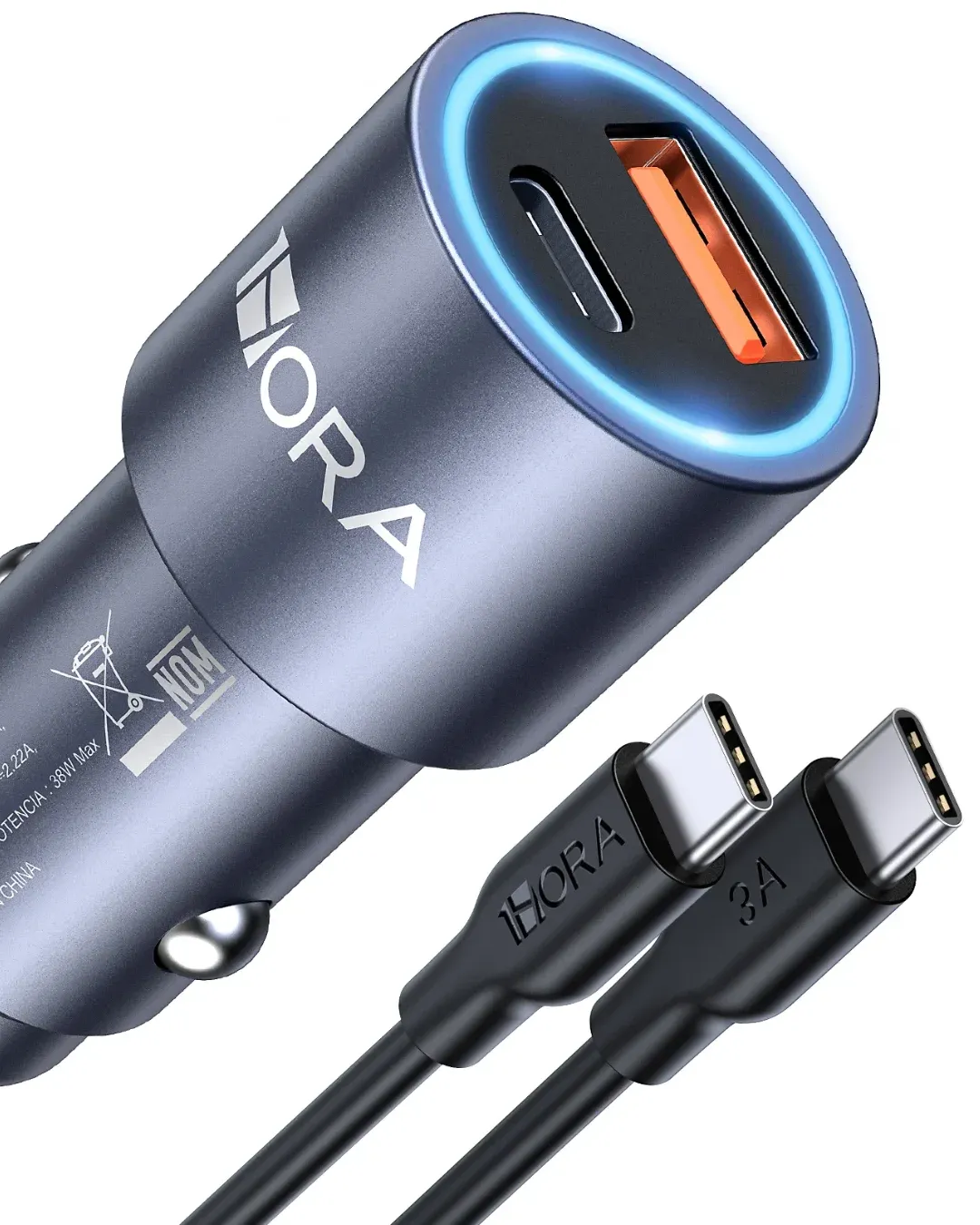 Cargador de Carro Carga Rápida PD 20W + QC 18W (GAR241)