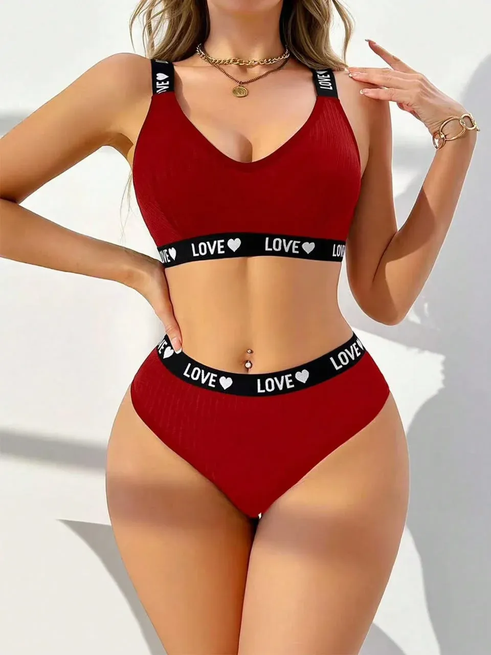 conjunto rojo de dos piezas