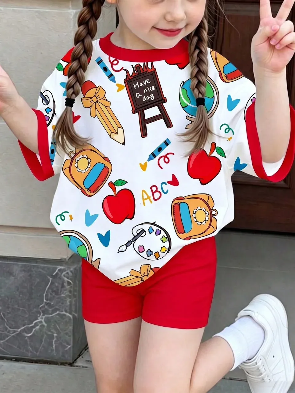 Conjunto infantil estampado/rojo