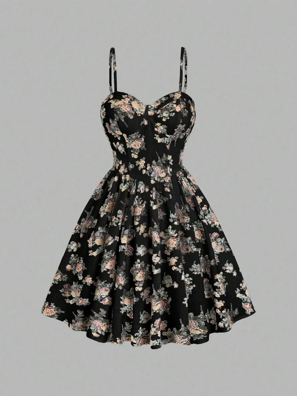 Vestido negro floral