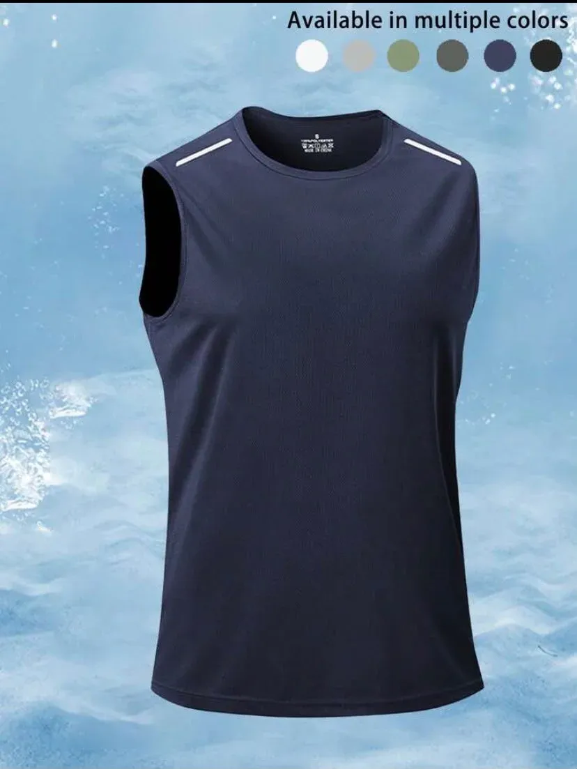 Camiseta deportiva azul marino sin mangas